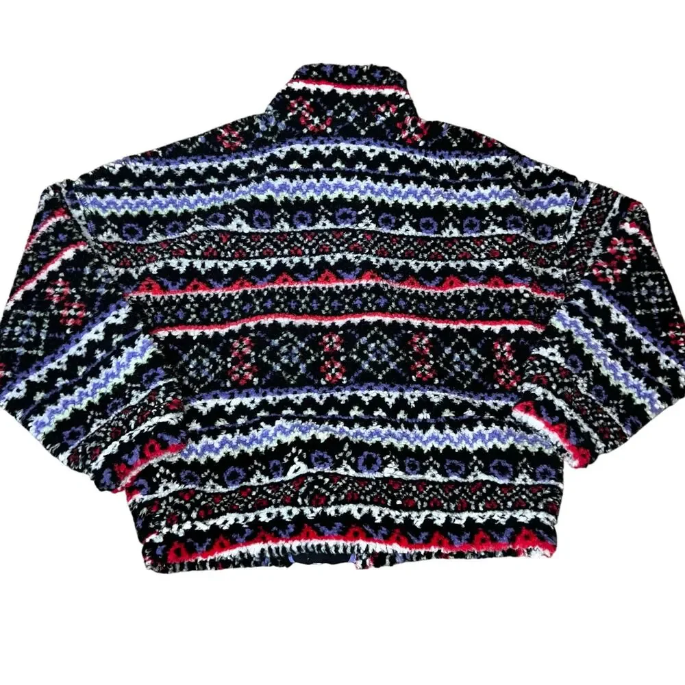 DSG Girls purple fair isle Cozy Fleece Full Zip Sherpa Jacket NWT Size small 8-9